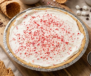 White Chocolate Candy Cane Crunch Gelato Pie